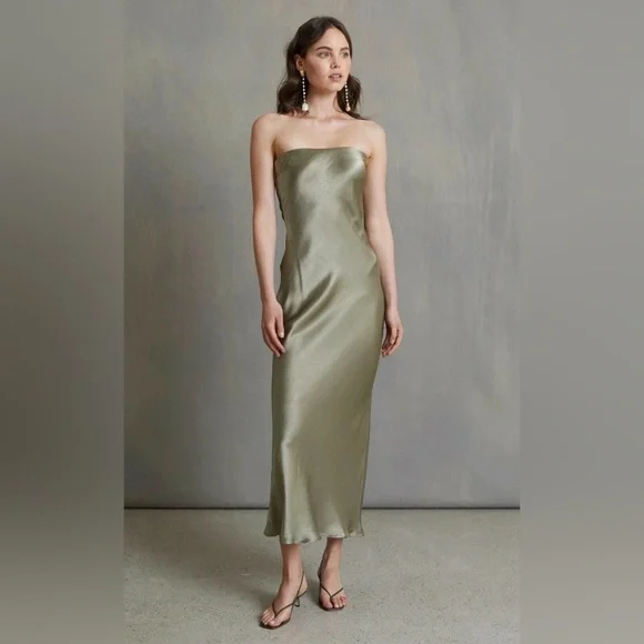 BEC + BRIDGE MOON DANCE strapless dress sage NWT - Picture 1 of 7